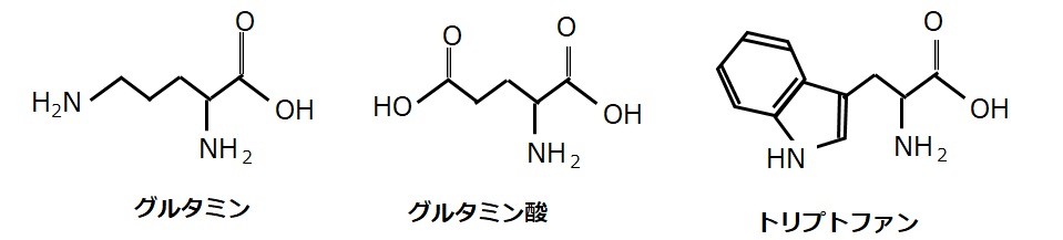 アミノ酸の化学構造式
グルタミン
グルタミン酸
トリプトファン